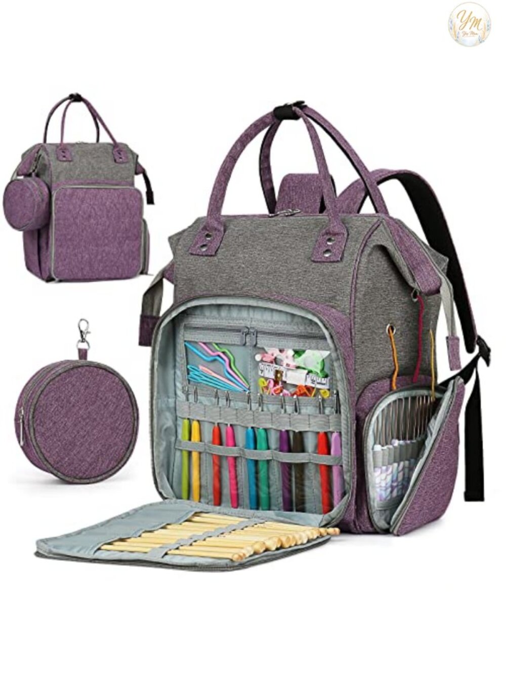 Large Yarn Storage Backpack for Knitting & Crochet, 600D Oxford Cloth, Travel